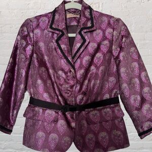 Purple Paisley Blazer with Black Trim